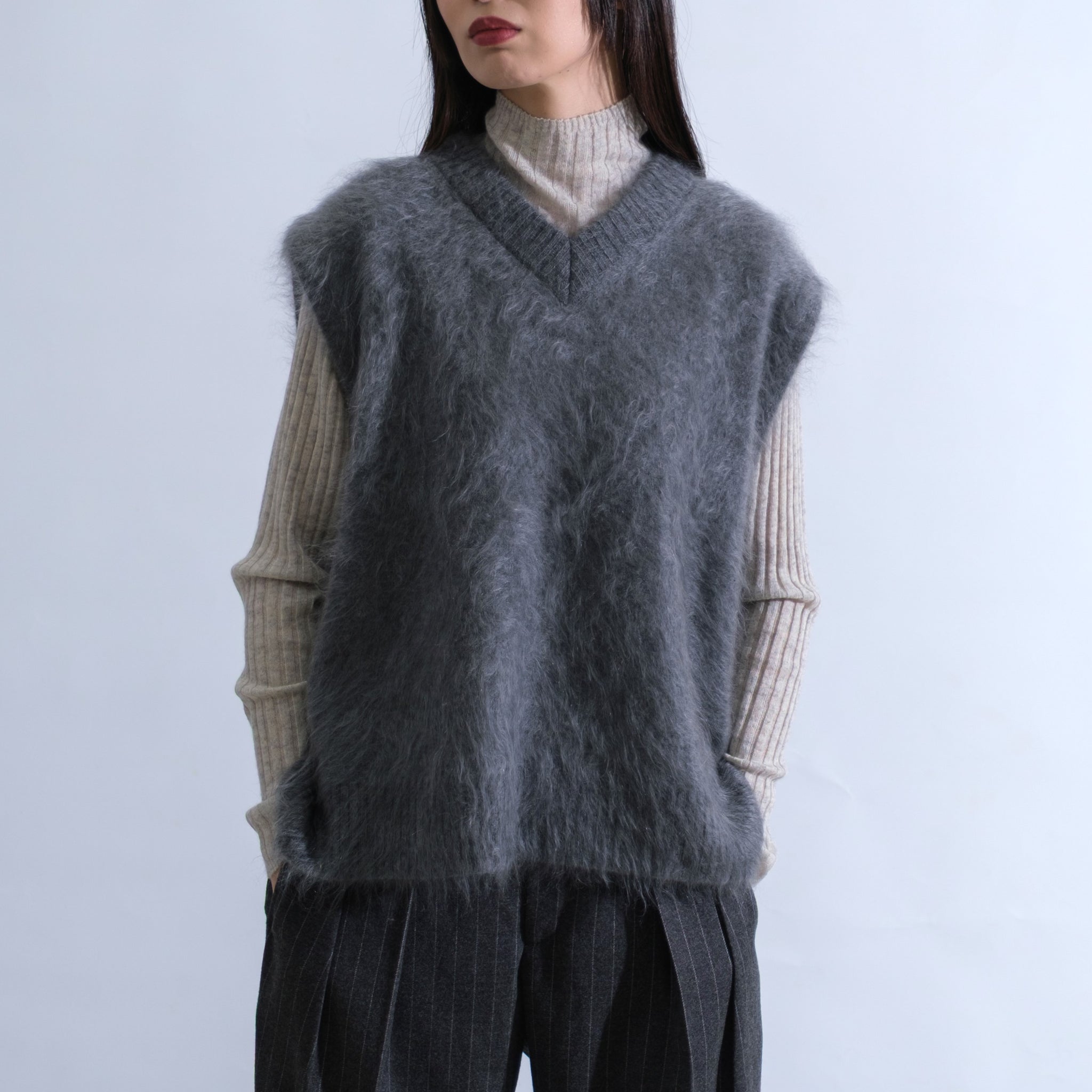 SAPNAA ファーカシミヤ ベスト