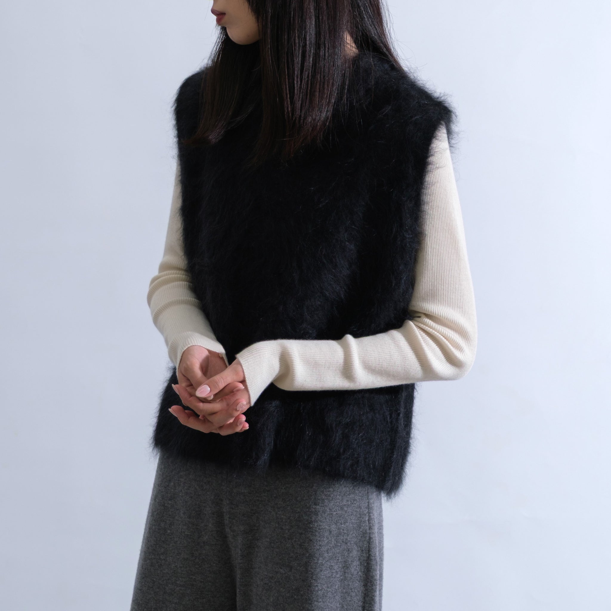 SAPNAA ファーカシミヤ ベスト