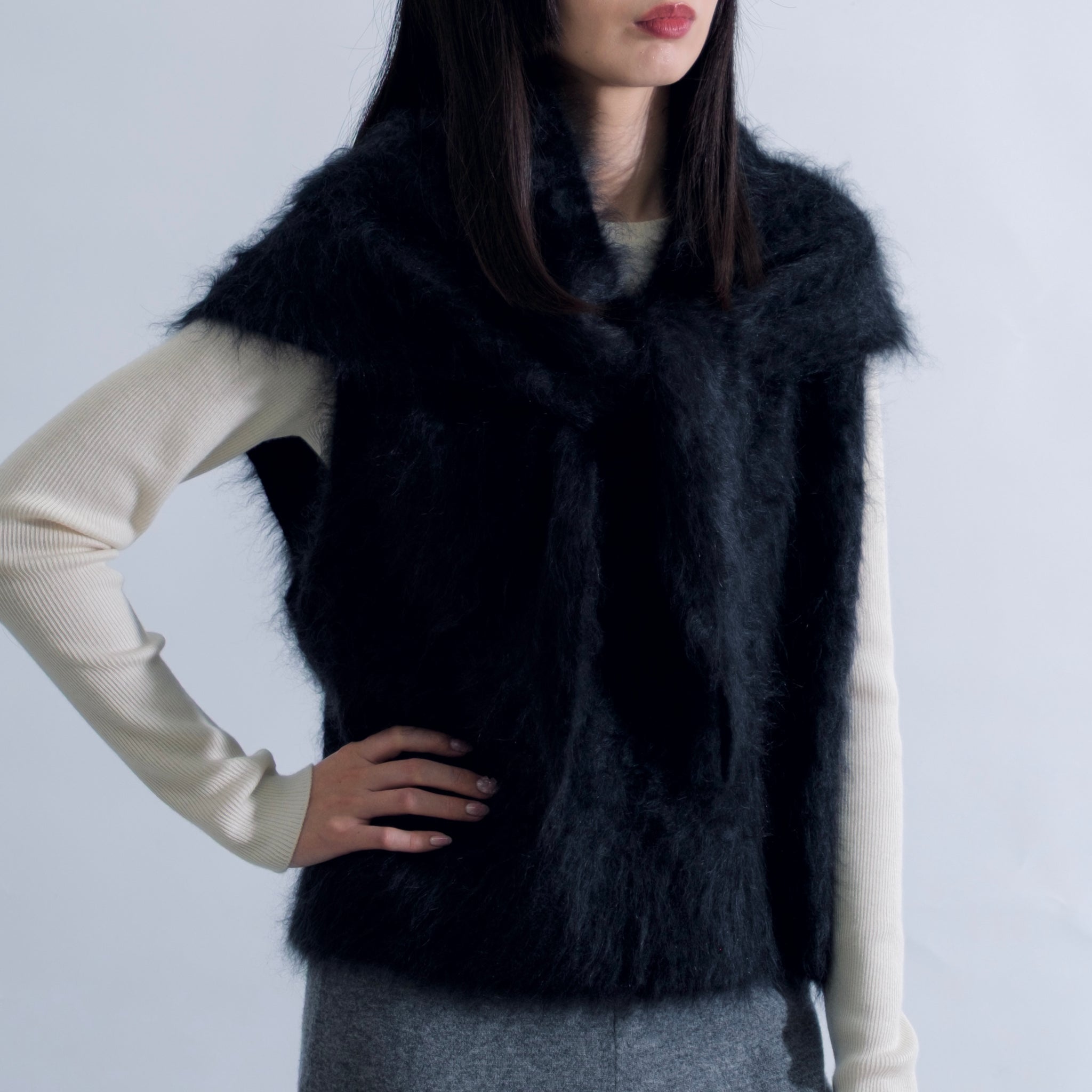 SAPNAA ファーカシミヤ ベスト