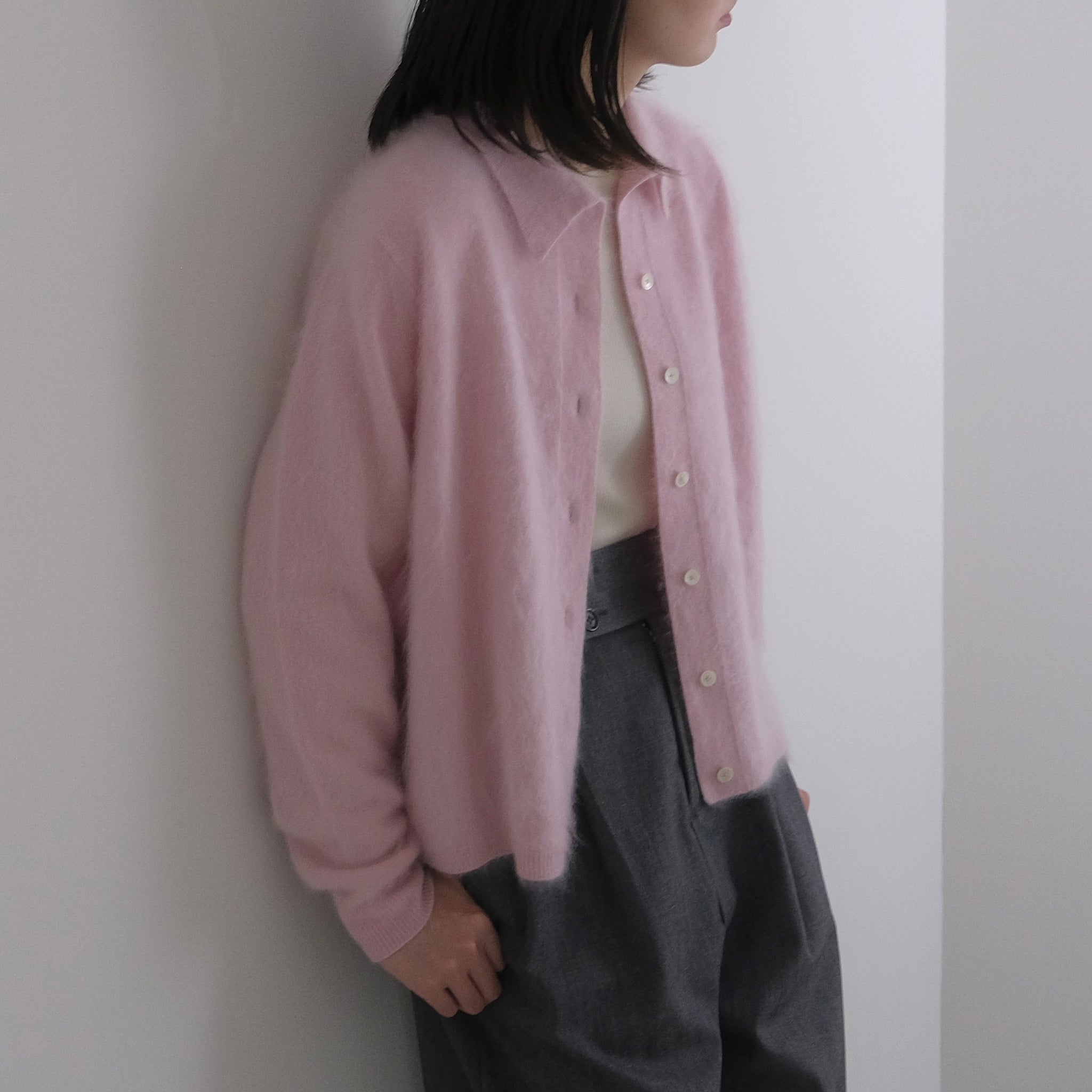 SAPNAA ファーカシミヤ ポロカーディガン