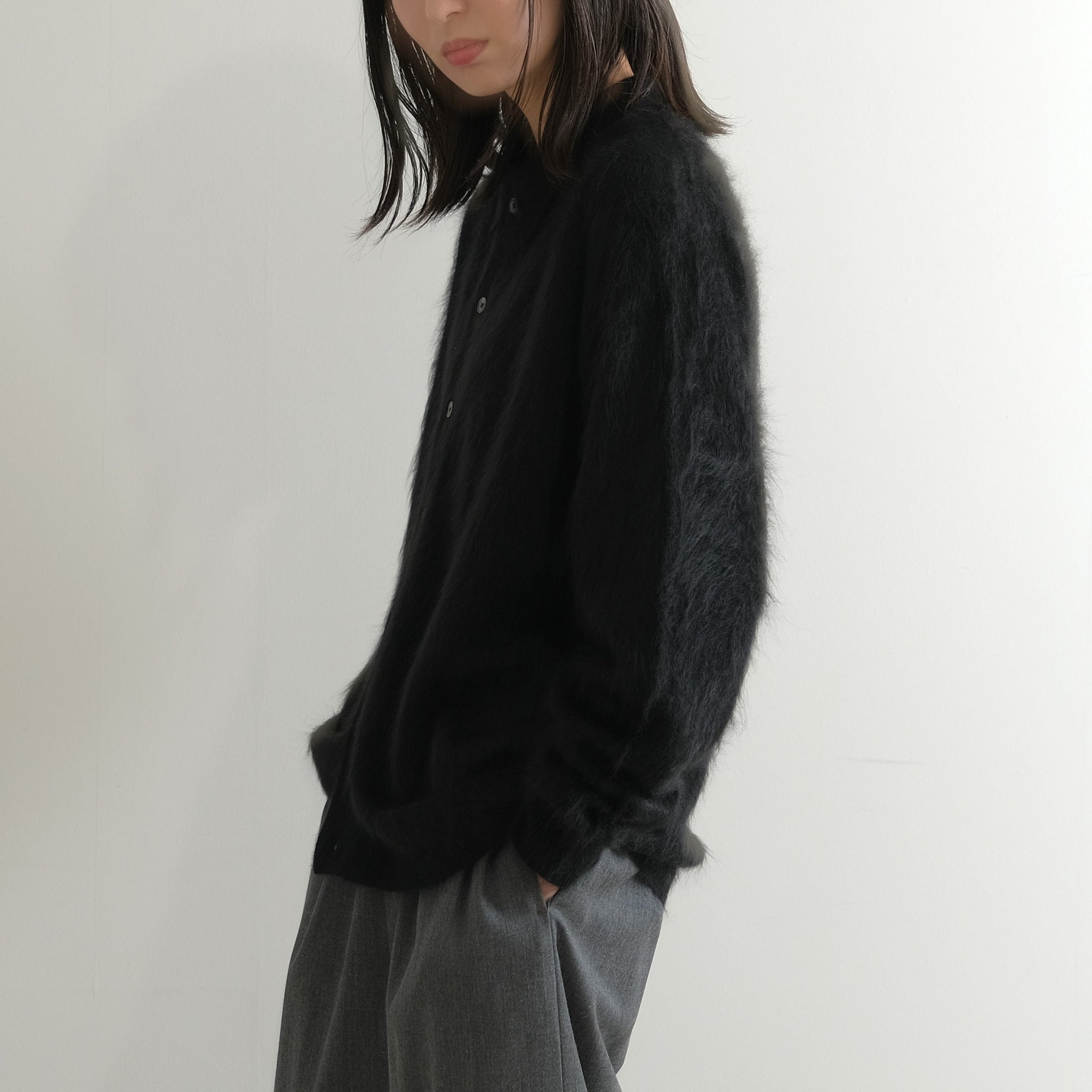 SAPNAA ファーカシミヤ ポロカーディガン