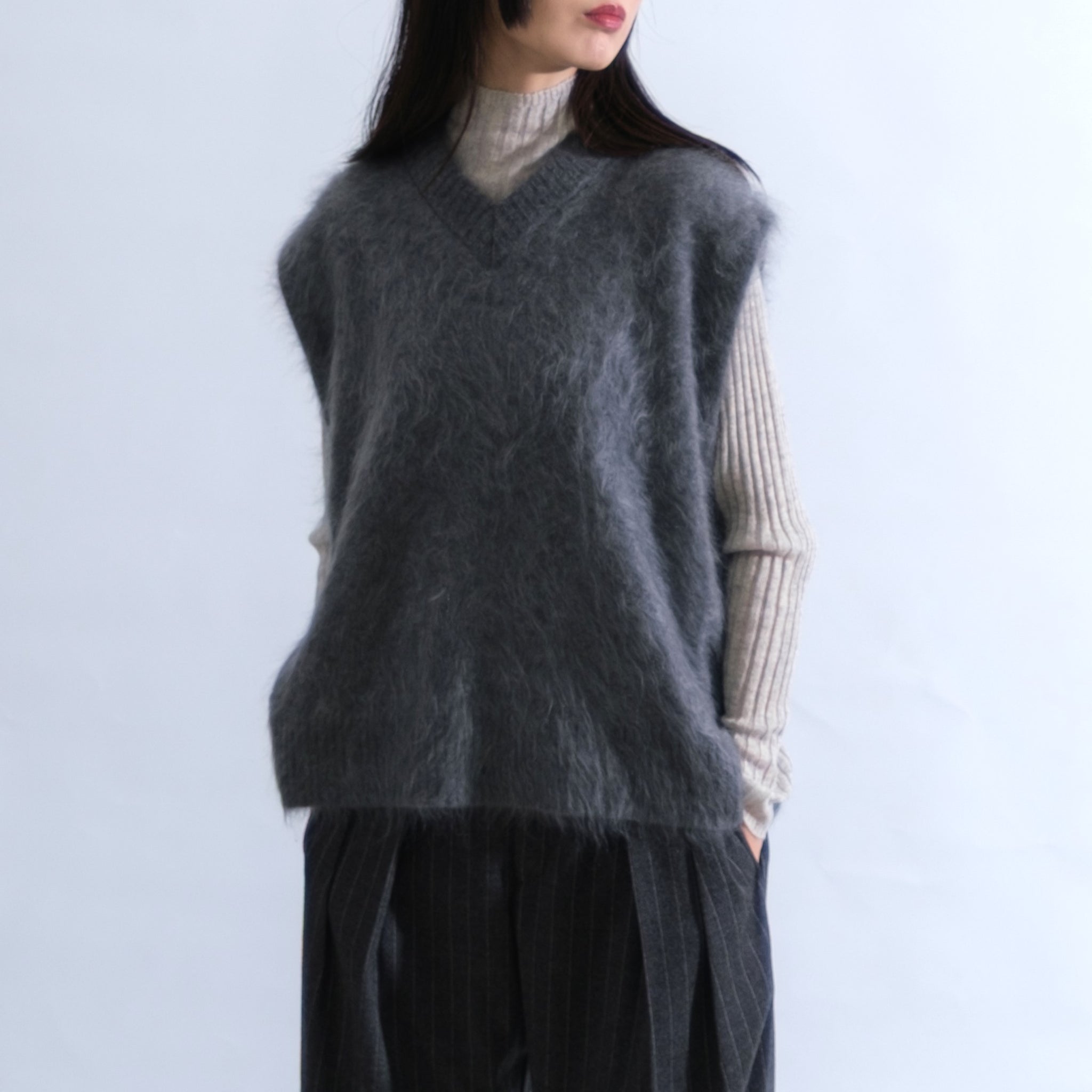 SAPNAA ファーカシミヤ ベスト