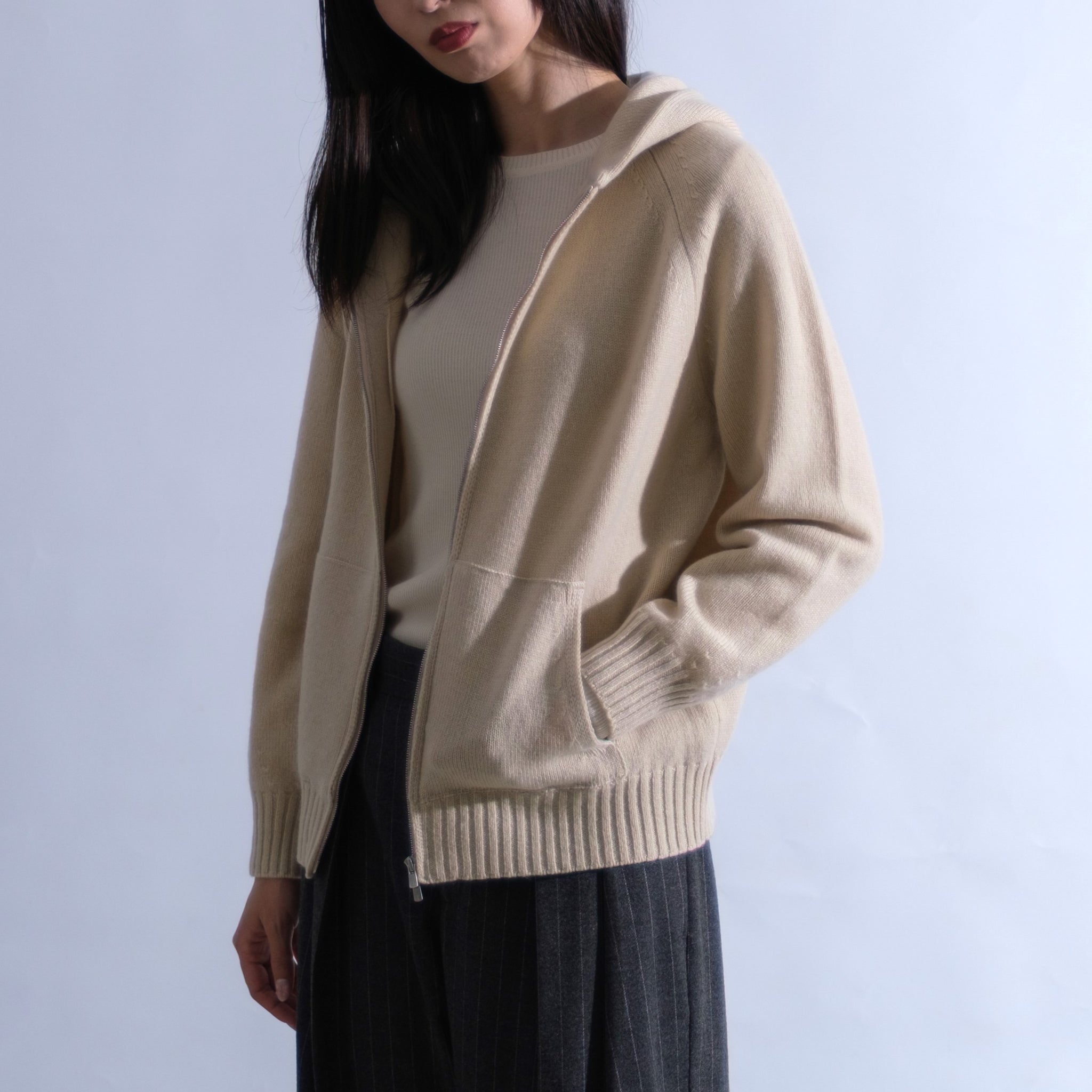 AMANDA カシミヤ フーディジャケット