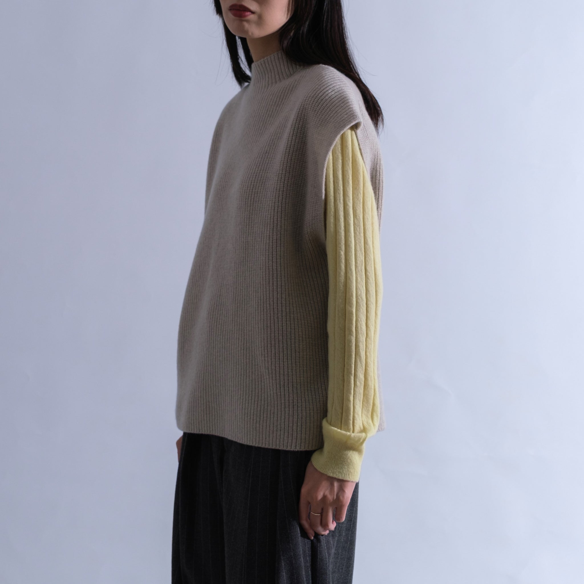 AMANDA カシミヤ 片畦編み ベスト