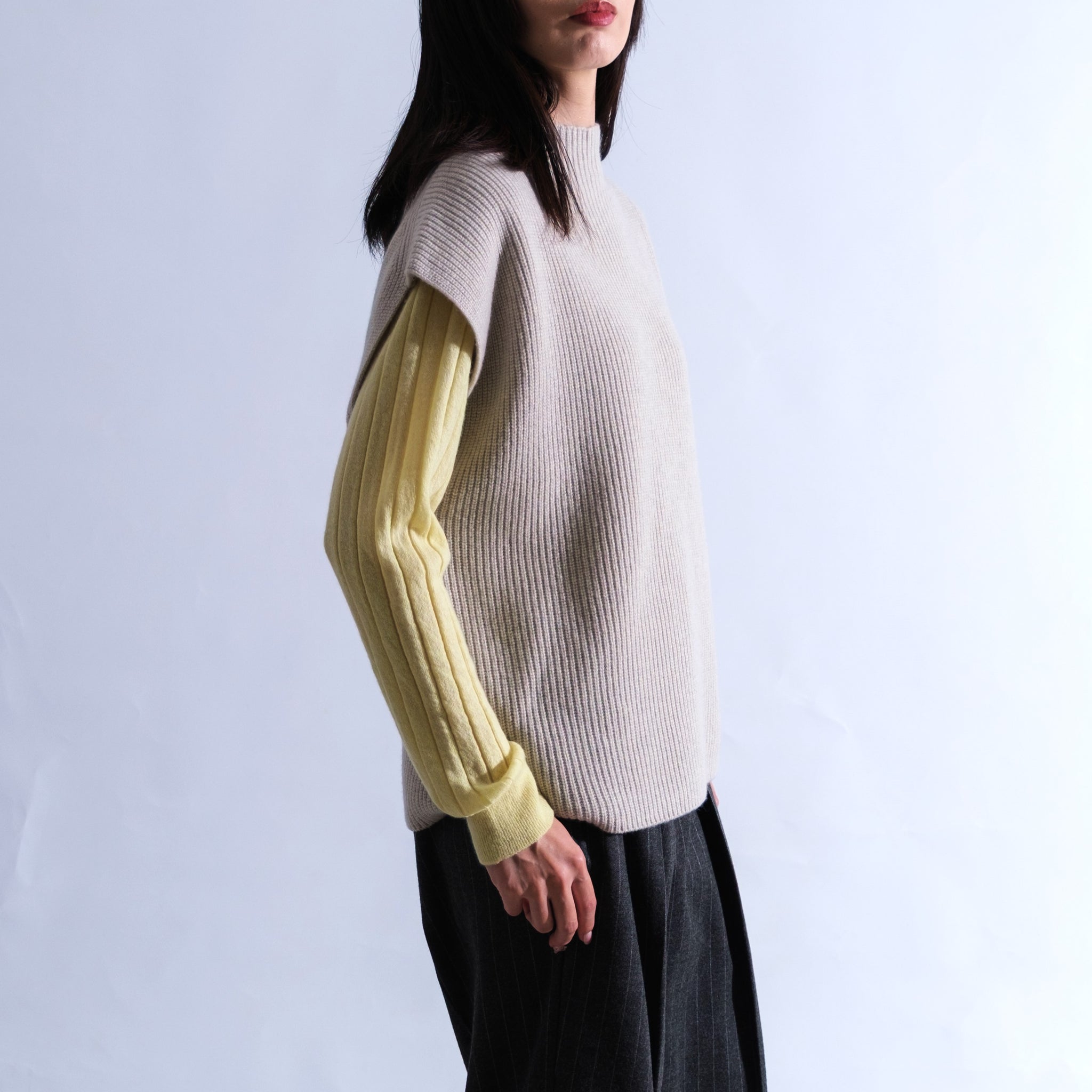 AMANDA カシミヤ 片畦編み ベスト