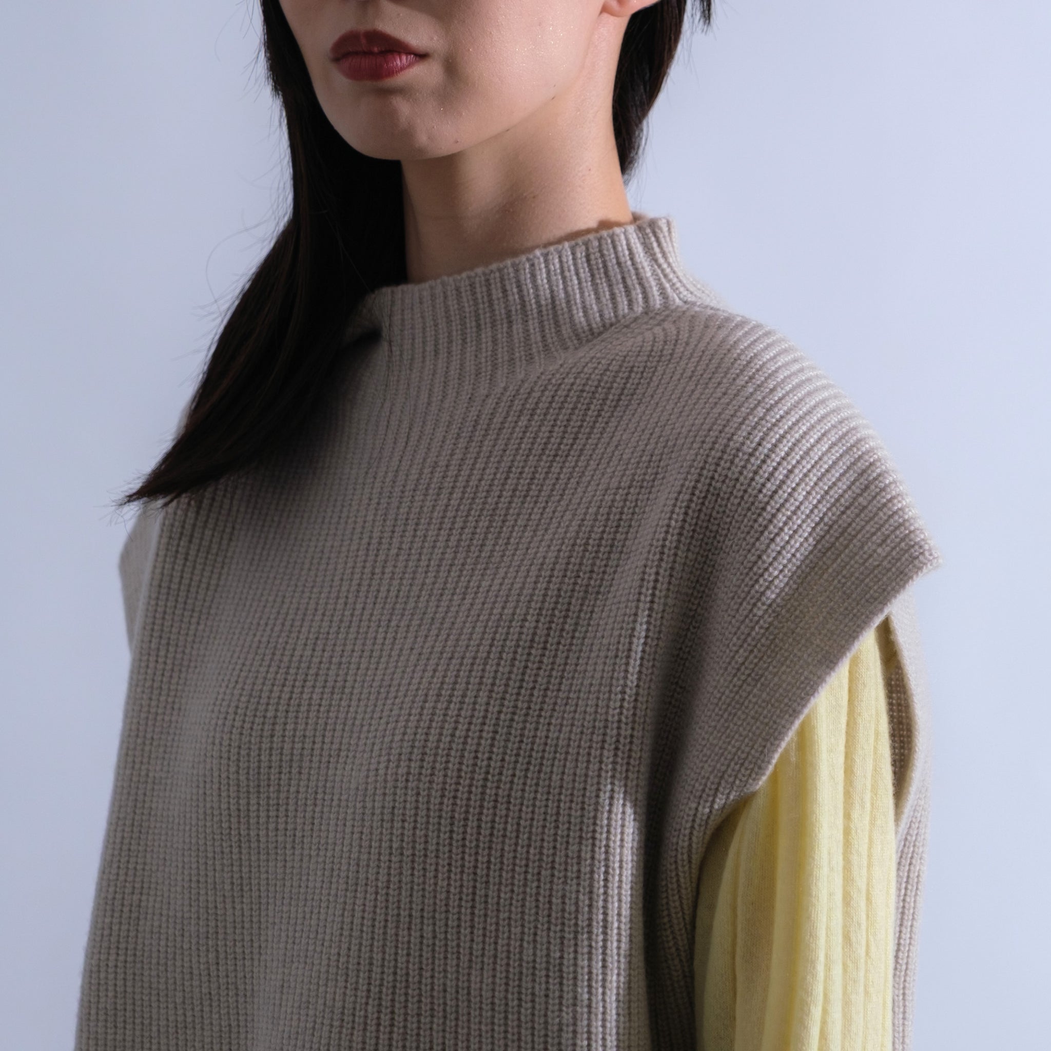 AMANDA カシミヤ 片畦編み ベスト