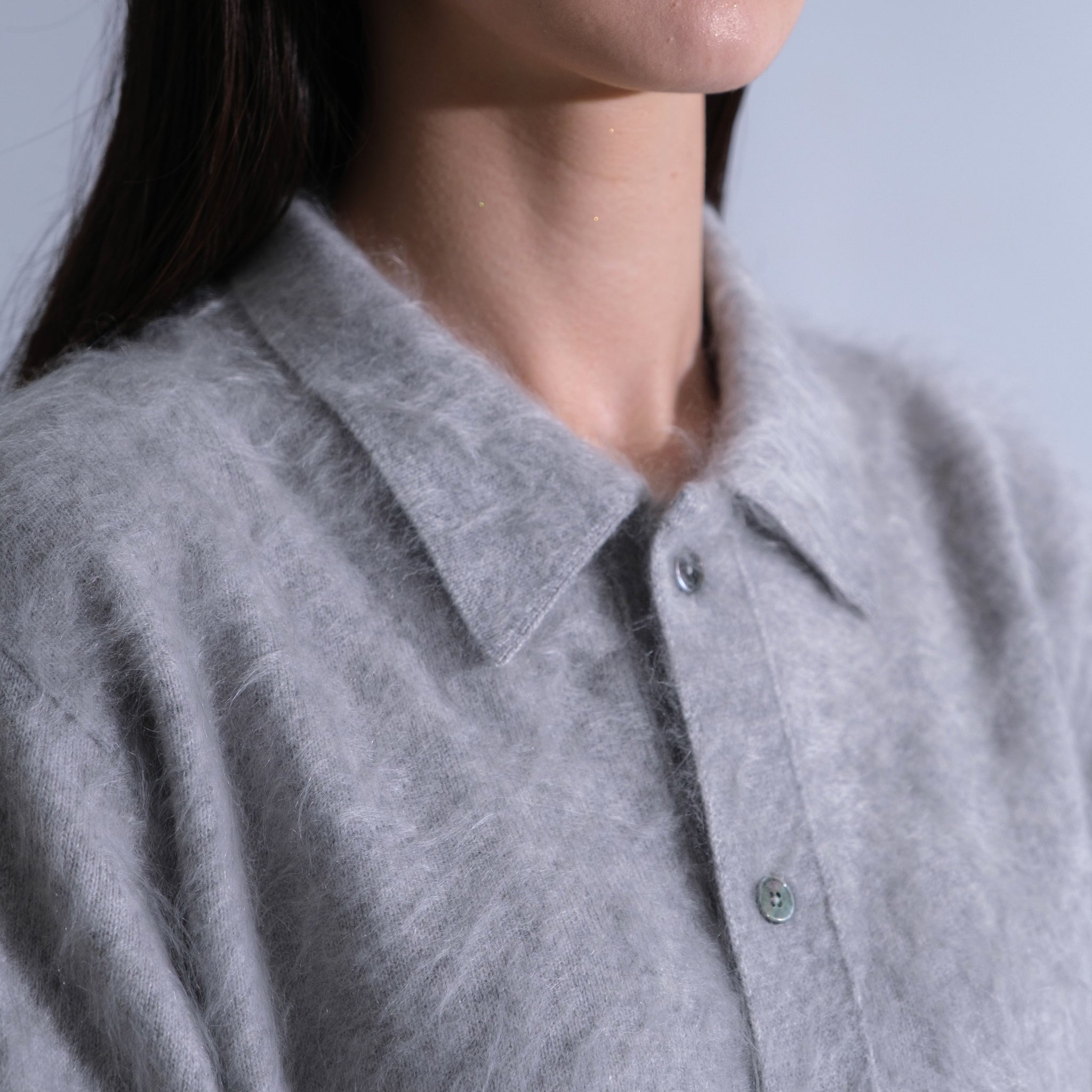 SAPNAA ファーカシミヤ ポロカーディガン