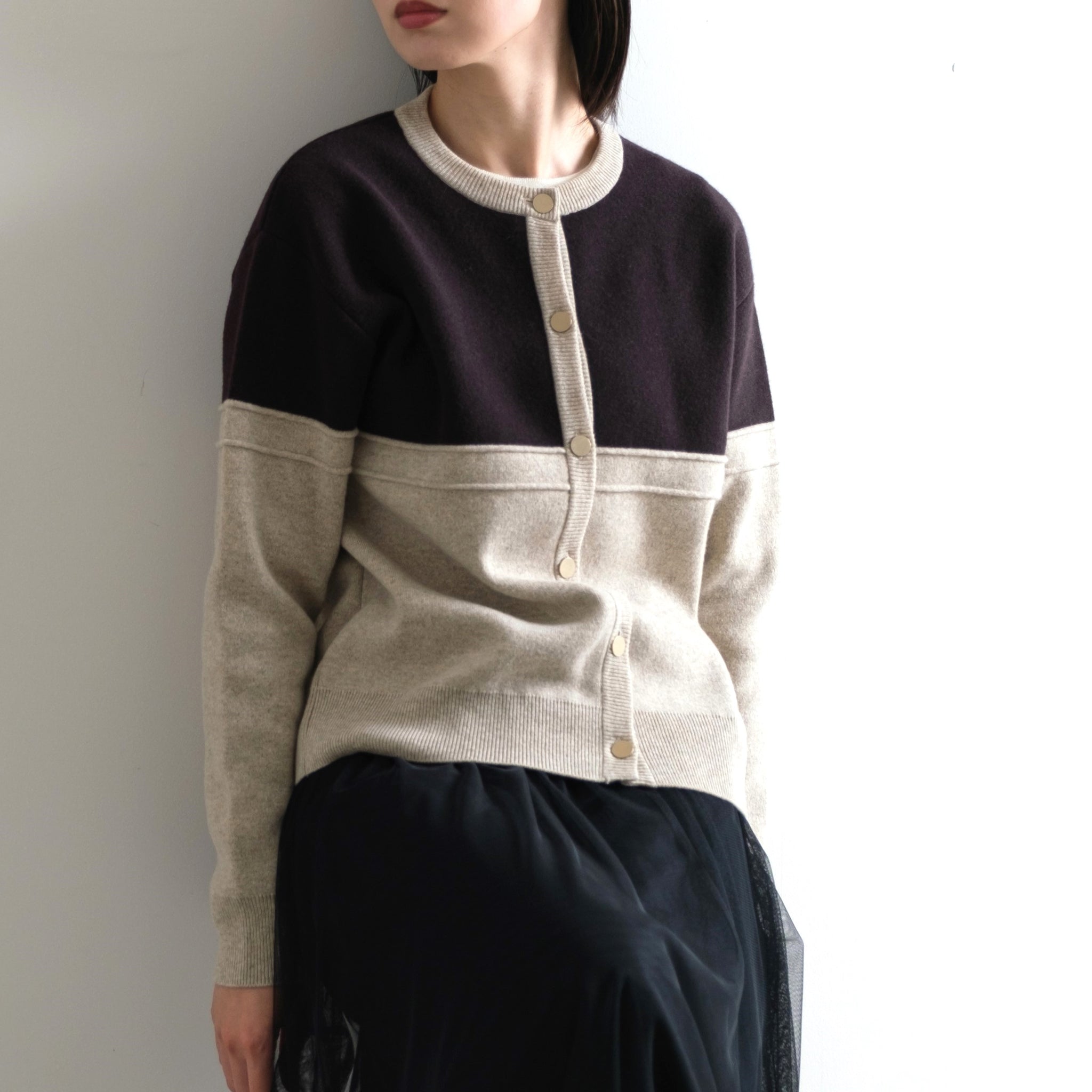 CAPRI ウール カラーブロック カーディガン