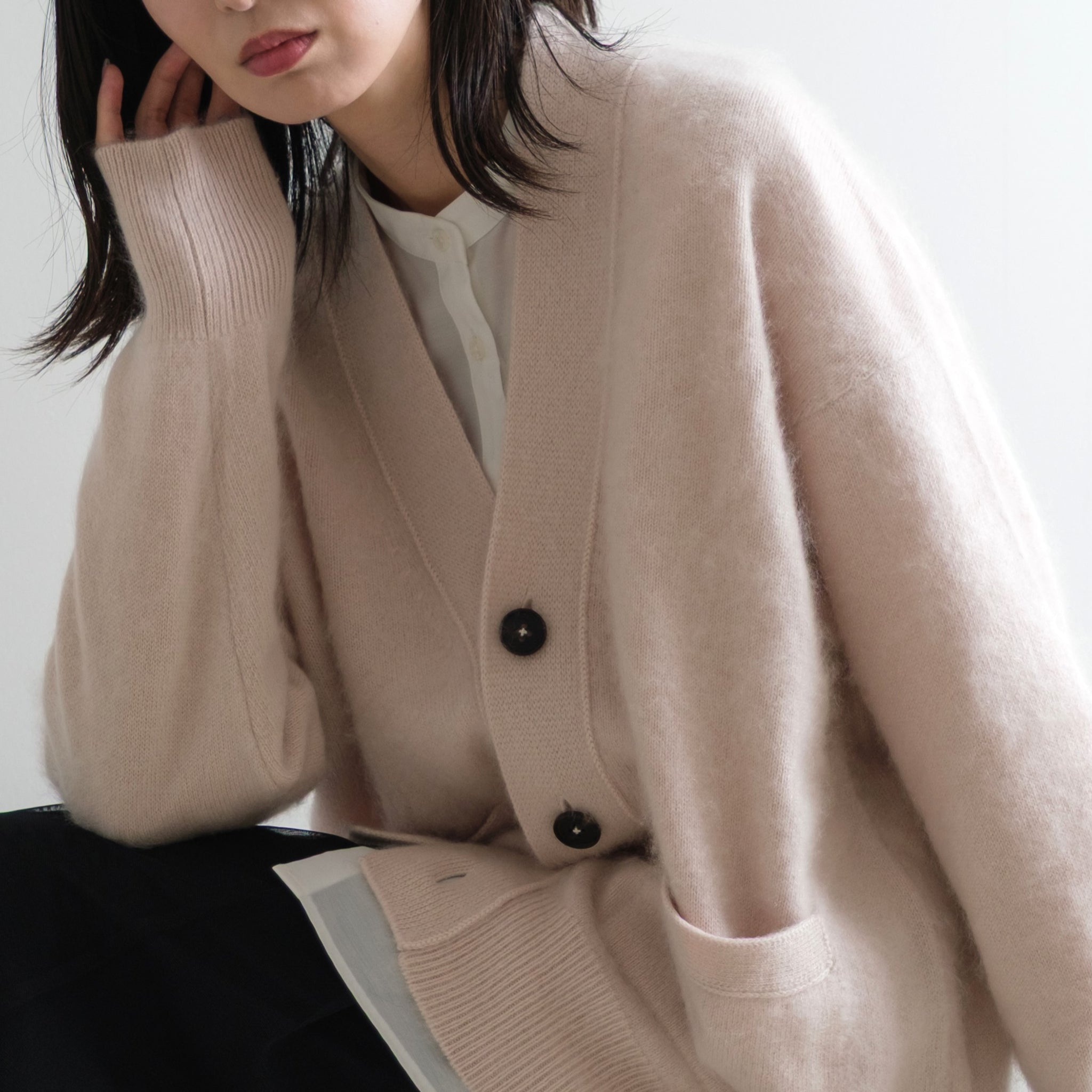 SAPNAA ファーカシミヤ カーディガン 7GG