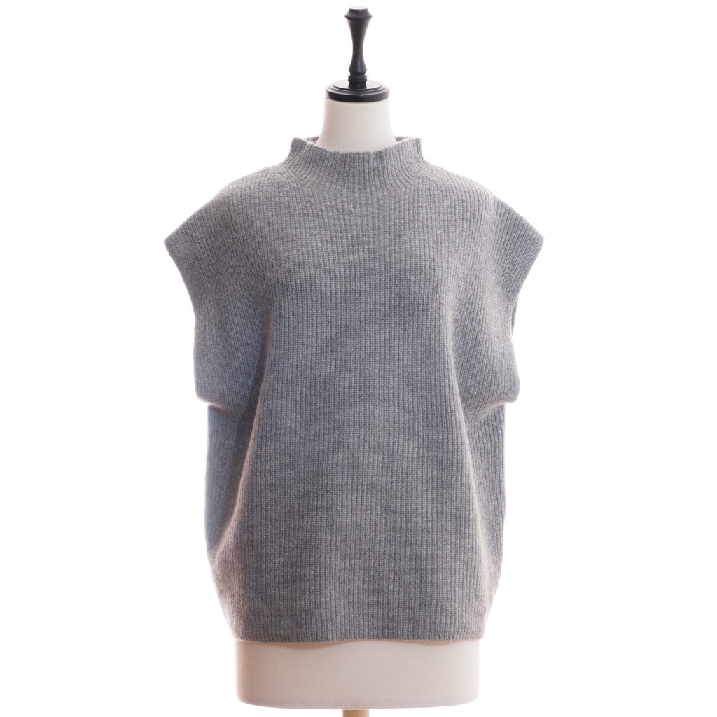 AMANDA カシミヤ 片畦編み ベスト