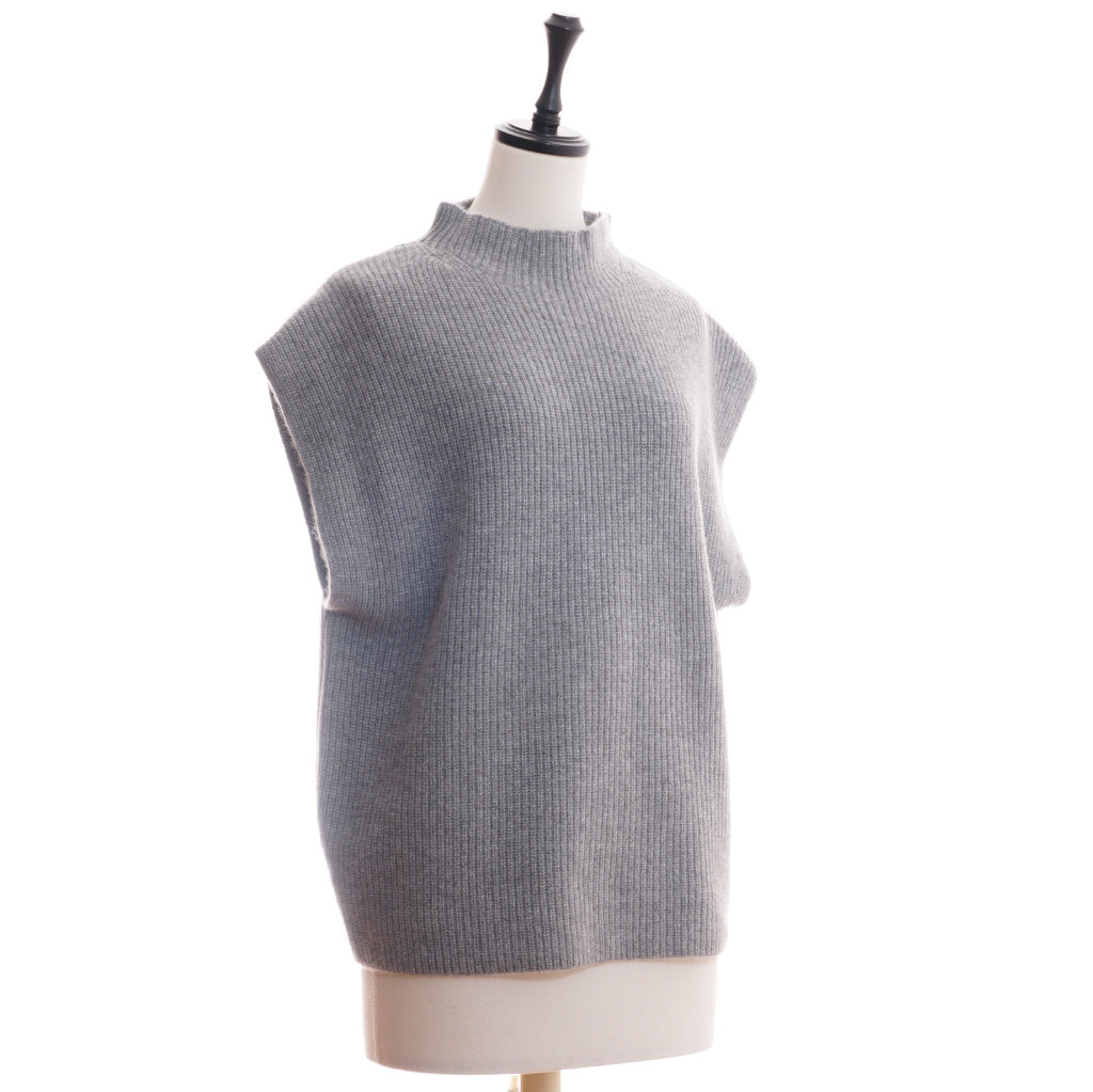 AMANDA カシミヤ 片畦編み ベスト