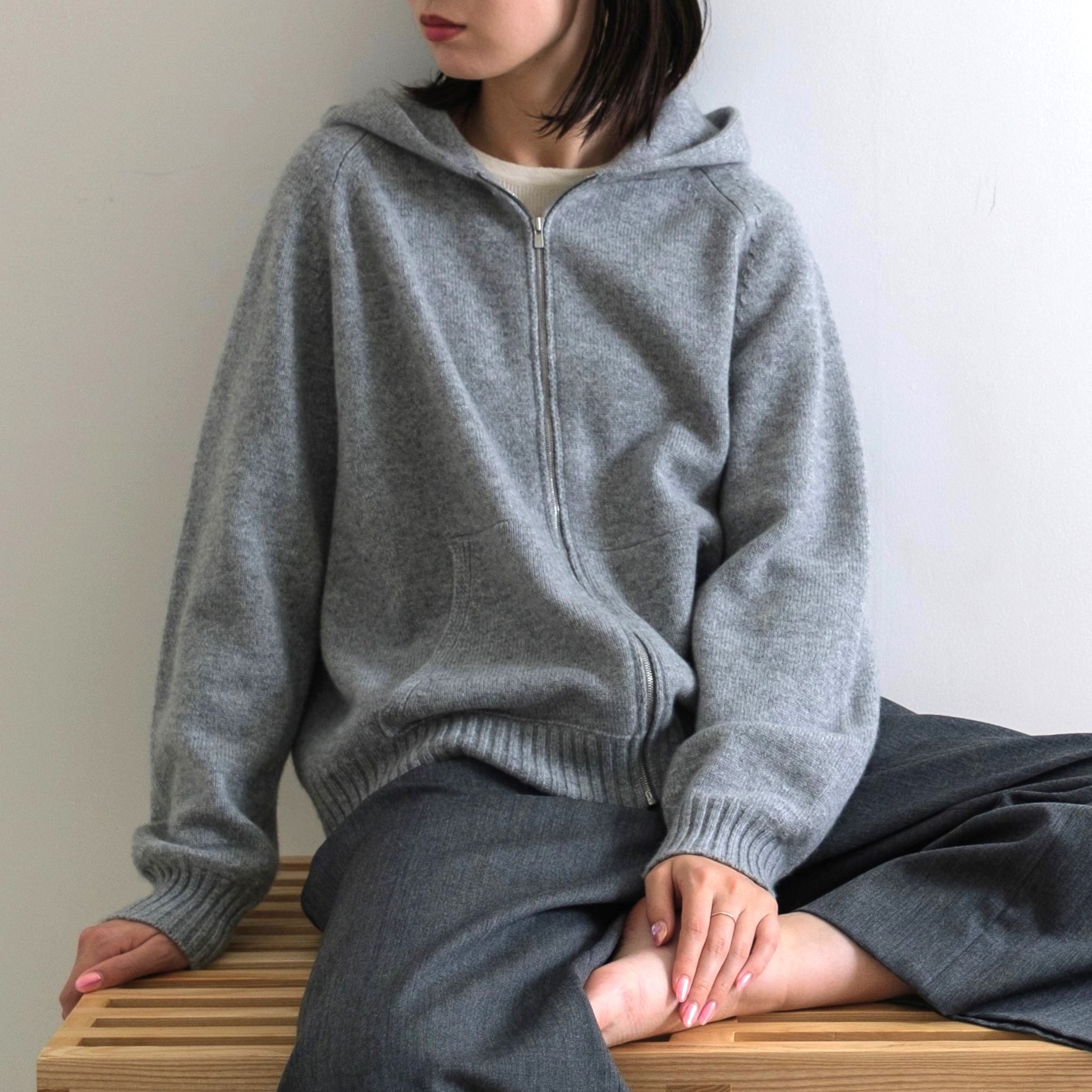 AMANDA カシミヤ フーディジャケット