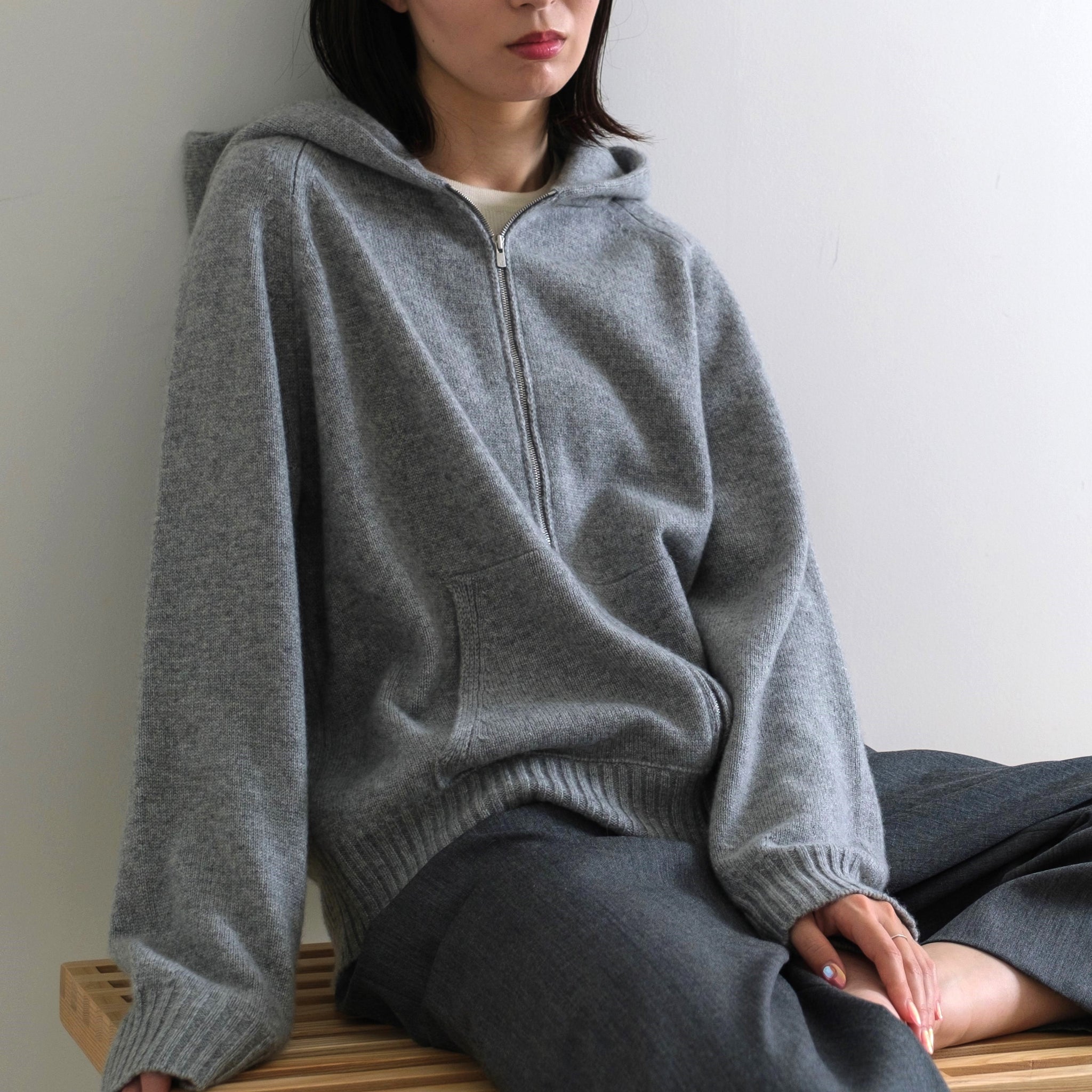 AMANDA カシミヤ フーディジャケット