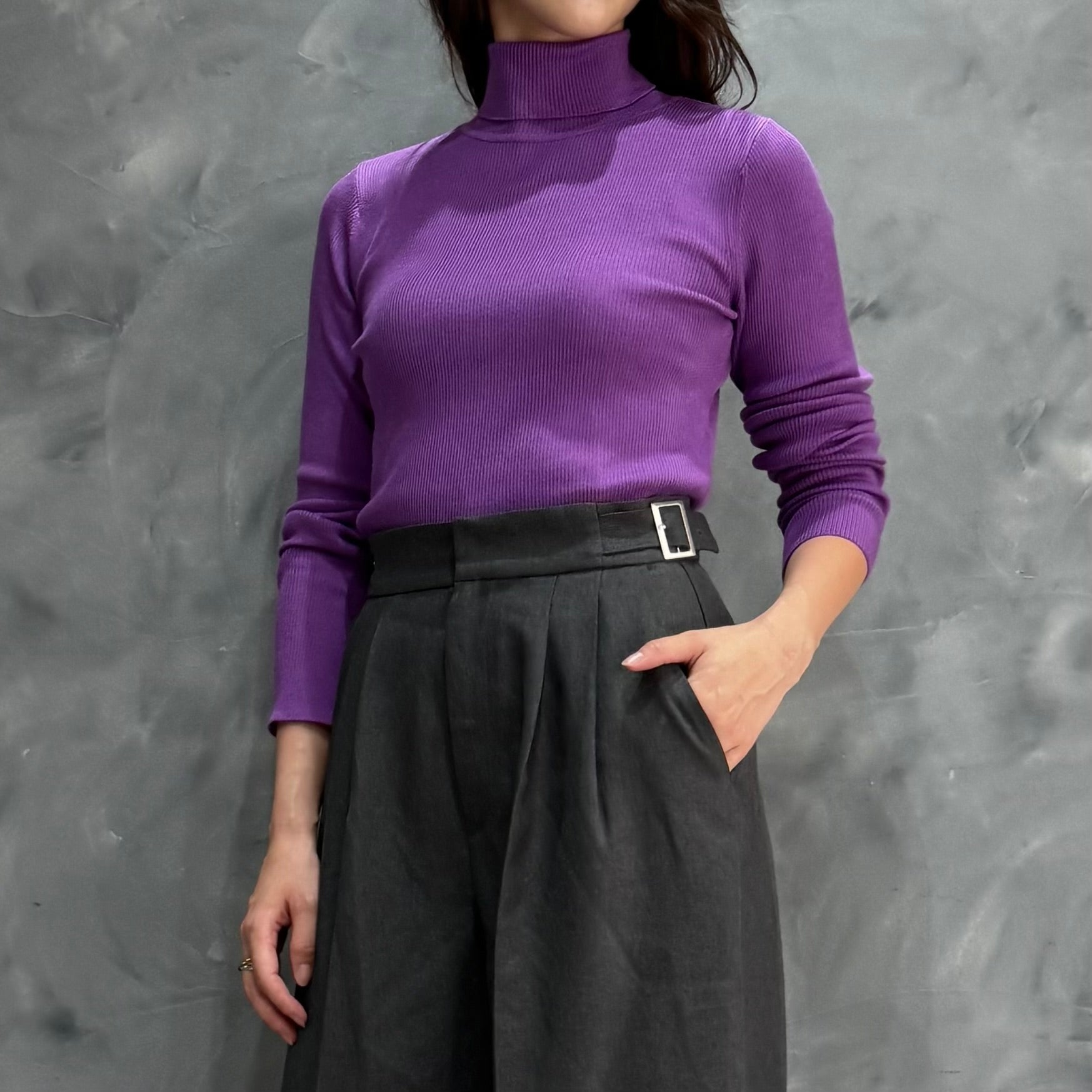 STH  カシミヤシルク タートルネックリブプルオーバー