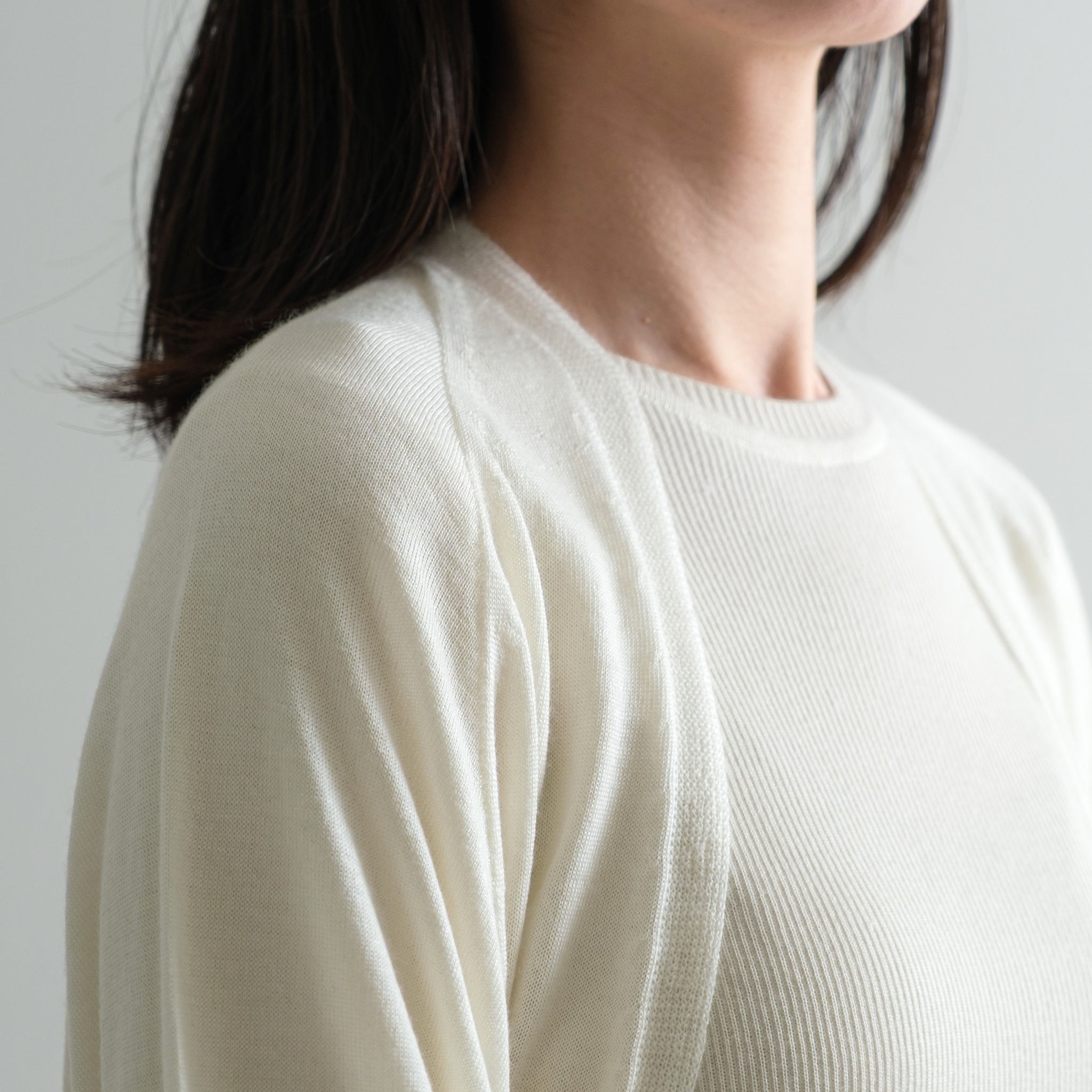 STH  カシミヤシルク クルーネックリブプルオーバー