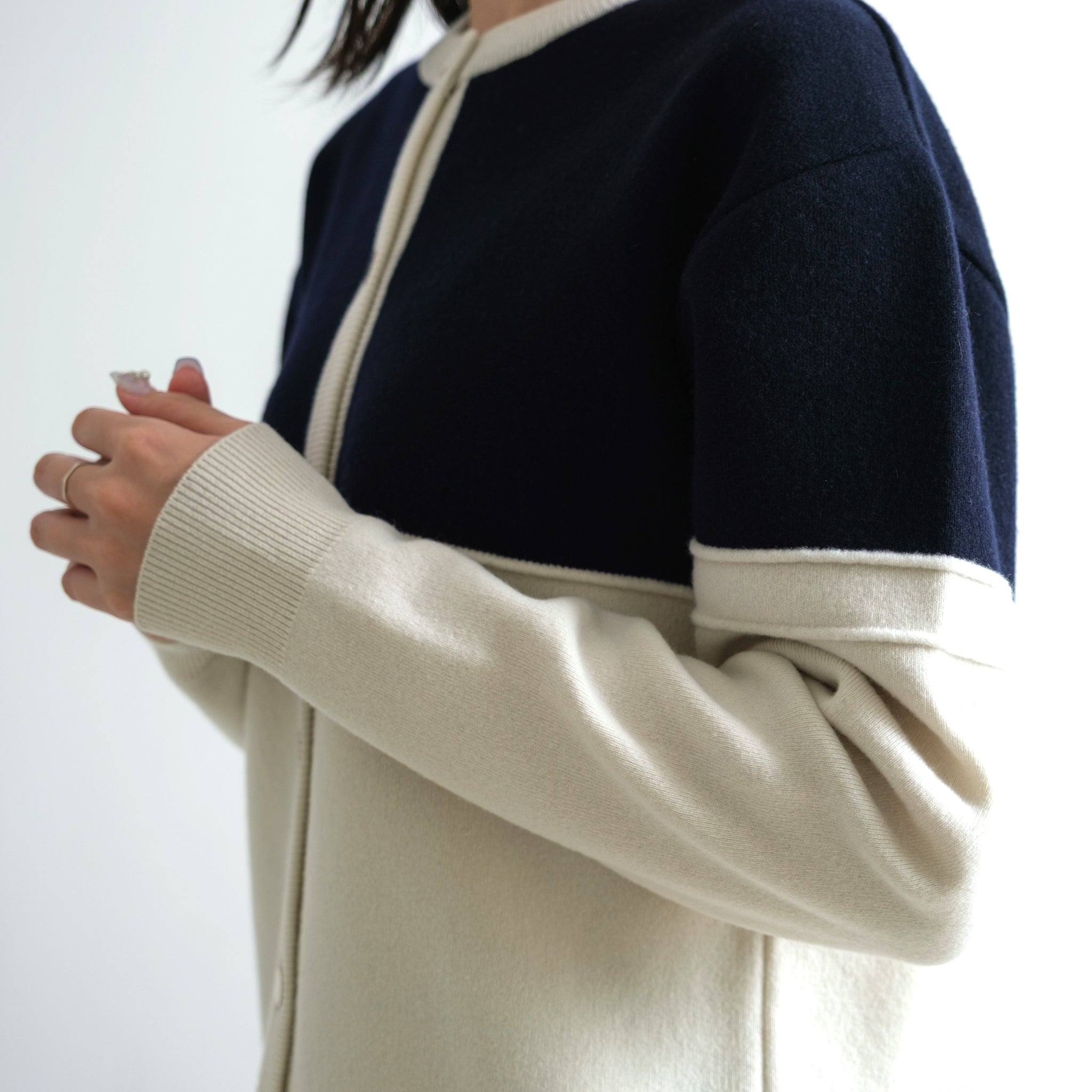 CAPRI ウール カラーブロック カーディガン