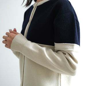 CAPRI ウール カラーブロック カーディガン