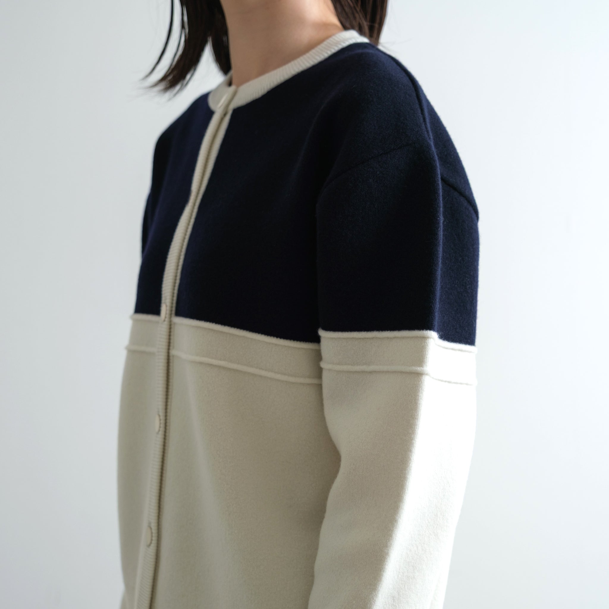 CAPRI ウール カラーブロック カーディガン