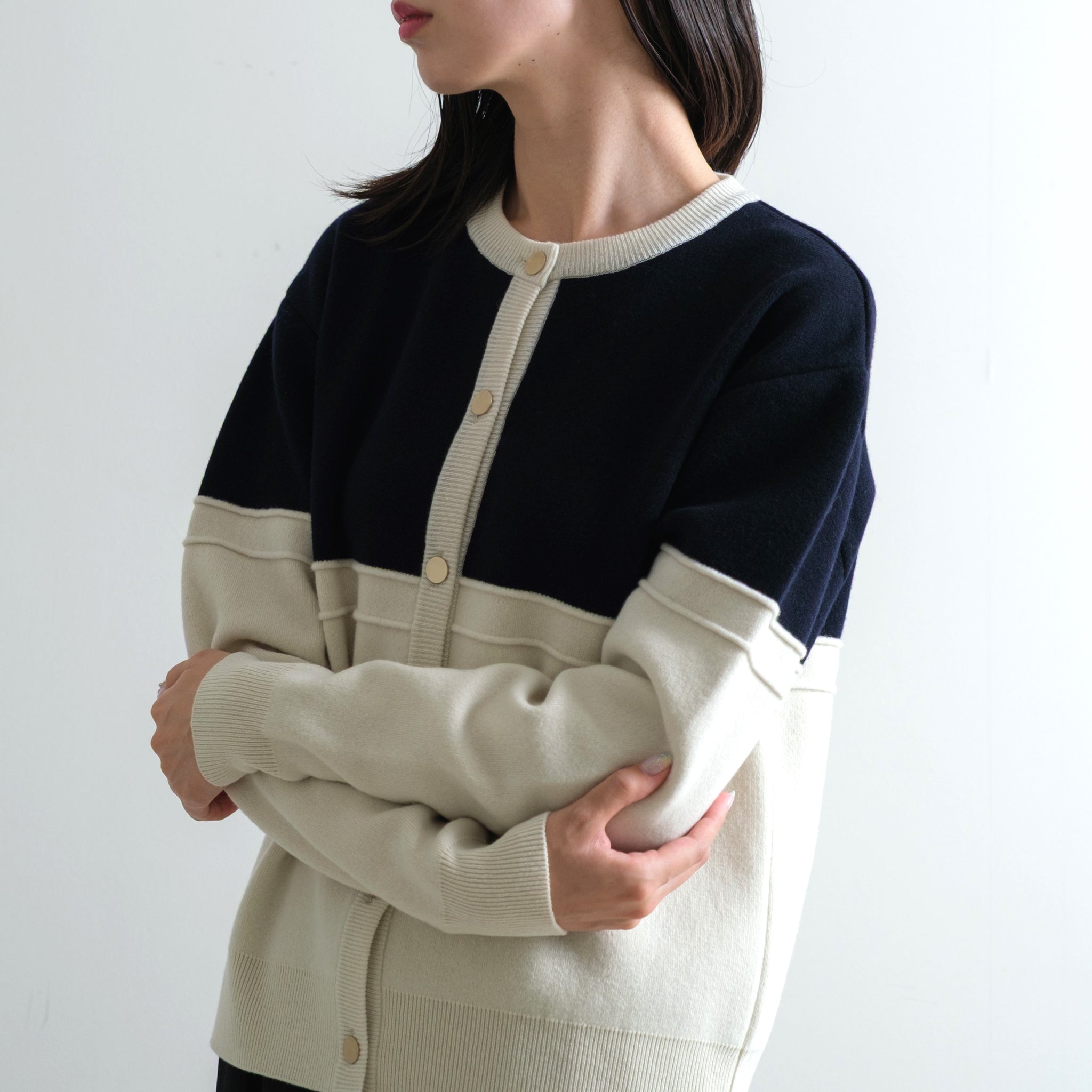 CAPRI ウール カラーブロック カーディガン