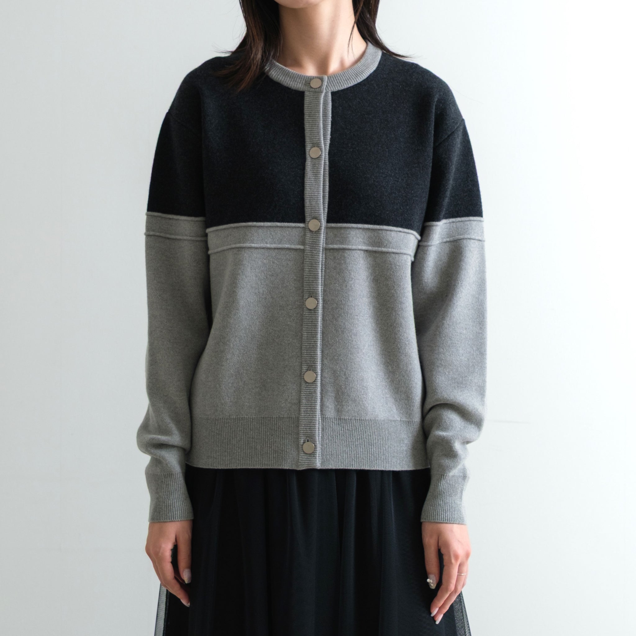 CAPRI ウール カラーブロック カーディガン