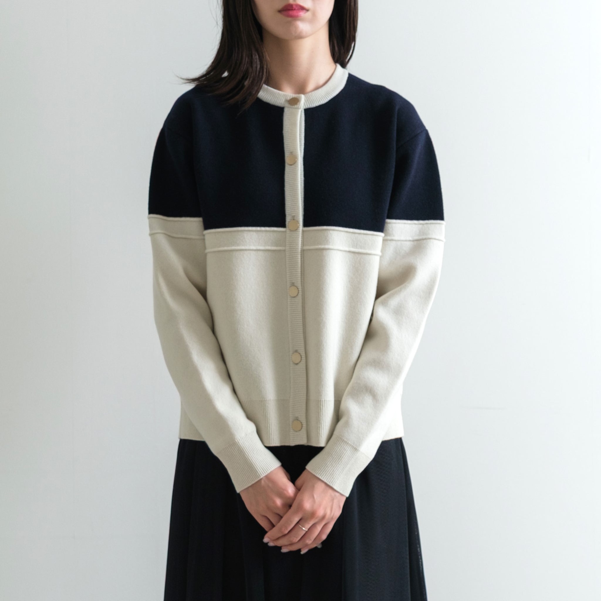 CAPRI ウール カラーブロック カーディガン